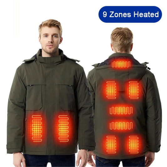 Veste Chauffante Homme 9 Zones – Imperméable & Coupe-Vent