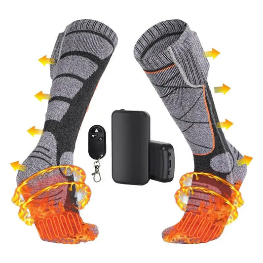 Chaussettes Chauffantes Rechargeables Unisex – 3 Niveaux de Chaleur avec Télécommande