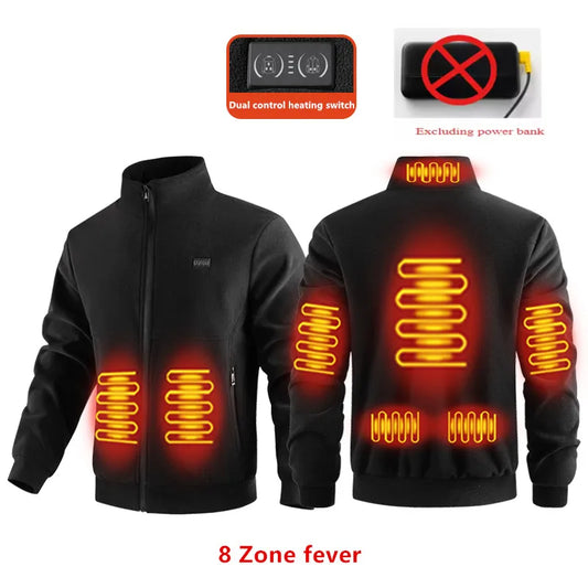 Veste Chauffante Homme 8 Zones – Polaire Épais, Hiver